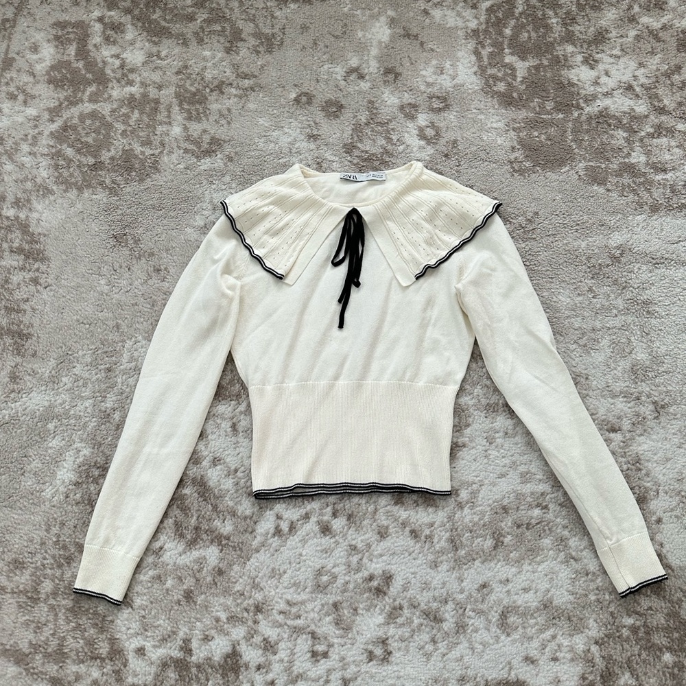 Zara white and black jumper